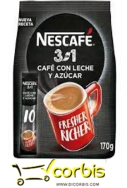 NESCAFE CAFE LECHE AZUCAR 180G  10 SOBRES