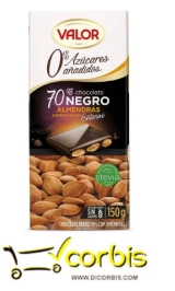 VALOR CHOCOLATE NEGRO ALMENDRAS 70  S AZ   150GR 