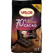 VALOR CHOCOLATE NEGRO 70  MINI TABLETAS 200GR 