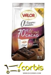 VALOR CHOCOLATE NEGRO 70  MINI TABL  SIN AZUC  144GR 