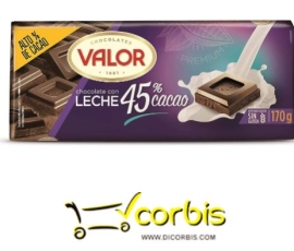 VALOR CHOCOLATE C LECHE 45  170GR 